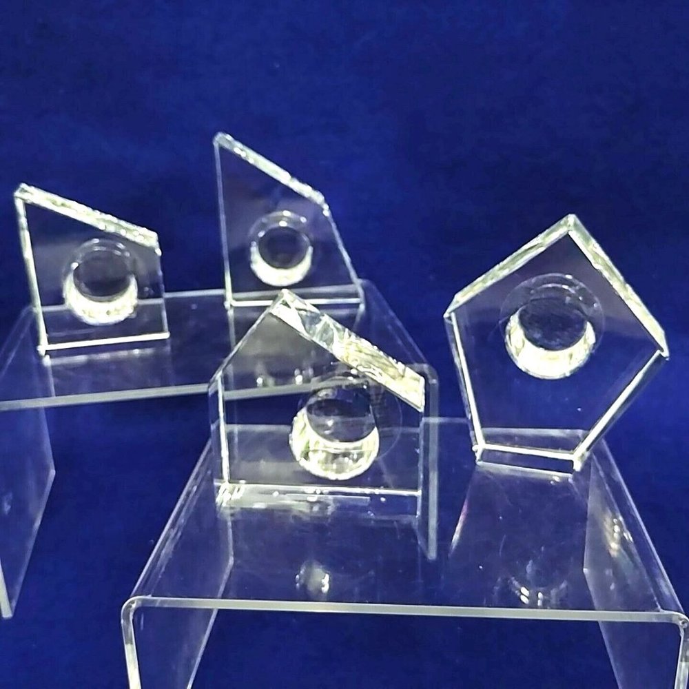 Candle Holders Taper Godinger Studio Silversmiths Crystal Modern Geometric 4 pc